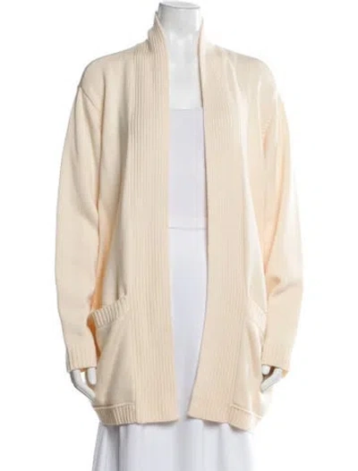 Pre-owned Tory Burch Merino Wool V-neck Sweater W/ Tags In Neutral