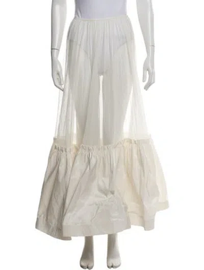 Pre-owned Tory Burch Mesh Accents Long Skirt In Neutrals