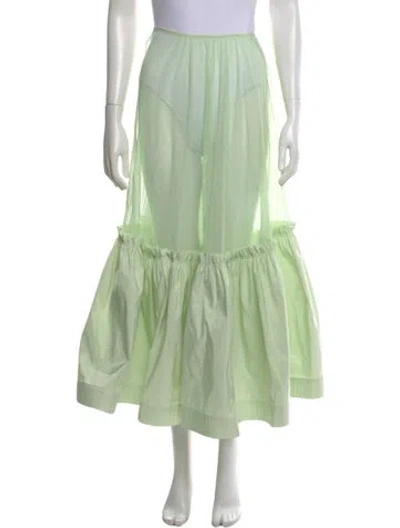 Pre-owned Tory Burch Mesh Accents Long Skirt W/ Tags In Green