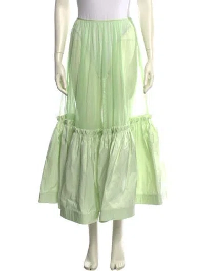 Pre-owned Tory Burch Mesh Accents Midi Length Skirt W/ Tags In Green