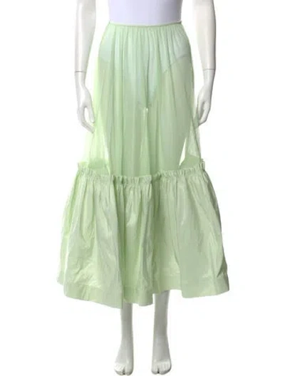 Pre-owned Tory Burch Mesh Accents Midi Length Skirt W/ Tags In Green