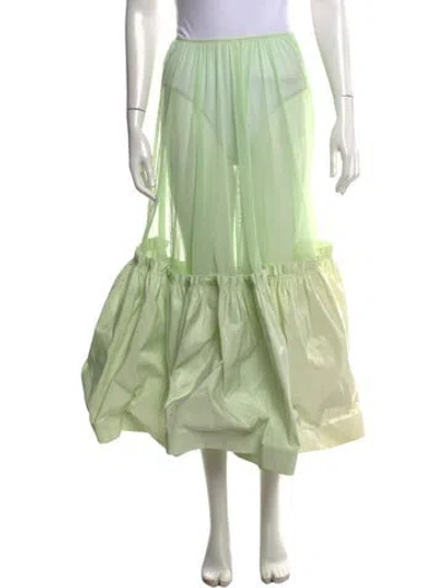 Pre-owned Tory Burch Mesh Accents Midi Length Skirt W/ Tags In Green