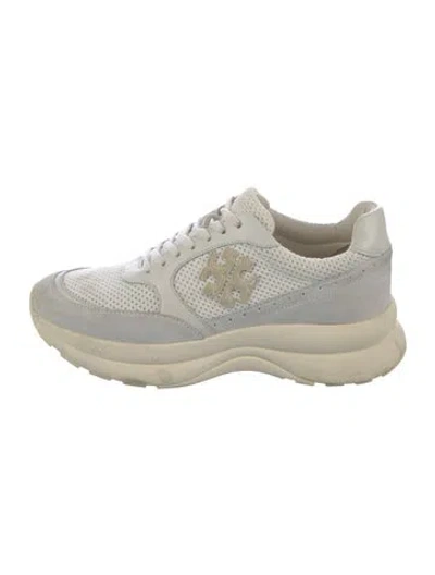 Pre-owned Tory Burch Mesh Colorblock Pattern Sneakers In White
