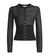 Tory Burch Mesh Contrast-stitch Cardigan In Black