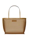 Tory Burch Mesh Logo-appliqué Tote Bag In Brown