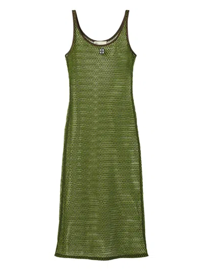 Tory Burch Mesh Midi Dress In Green