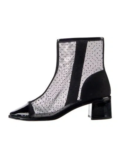 Pre-owned Tory Burch Mesh Polka Dot Print Boots In Blue