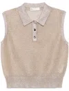 Tory Burch Mesh Polo Top In Neutrals