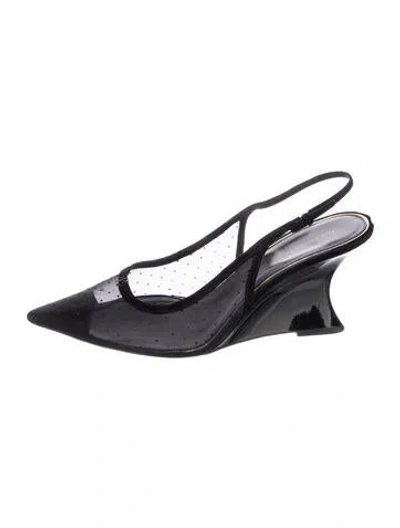 Pre-owned Tory Burch Mesh Slingback Pumps In Black