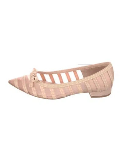 Pre-owned Tory Burch Mesh Striped Ballet Flats In Pink