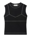 Tory Burch Mesh-panel Sleeveless Top In Black