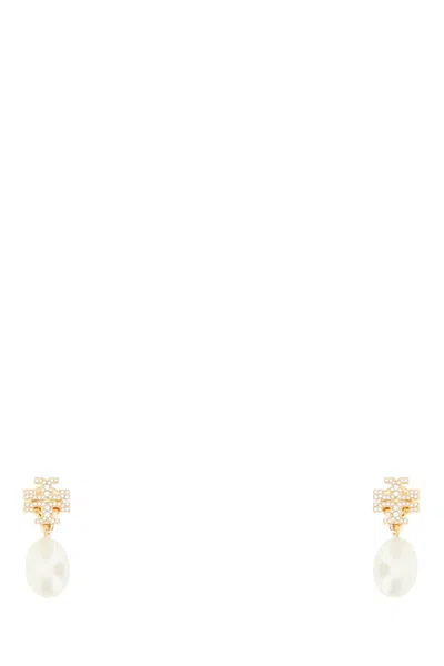 Tory Burch Metal Kira Pavã© Pendants Earrings In White