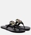 Tory Burch Metal Miller Leather Thong Sandals In Black
