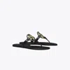 Tory Burch Metal Miller Leather Thong Sandals In Black