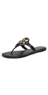 Tory Burch Leather Miller Sandals Flat Sole Open Toe In Brown