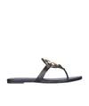 Tory Burch Metal Miller Soft Flat Sandals In Black