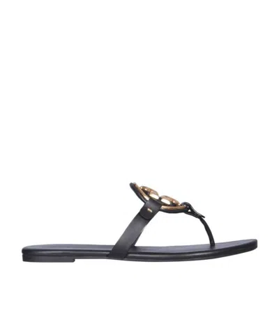 Tory Burch Metal Miller Soft Flat Sandals In Black