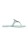 Tory Burch Metal Miller Soft Flat Sandals In Blue