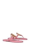 Tory Burch Metal Miller Soft Leather Sandal In Pink Bubblegum / Gold