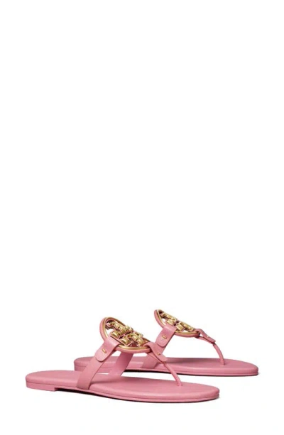 Tory Burch Metal Miller Soft Leather Sandal In Pink Bubblegum / Gold