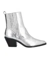 Tory Burch Metallic Denim Ankle Boots In Silver