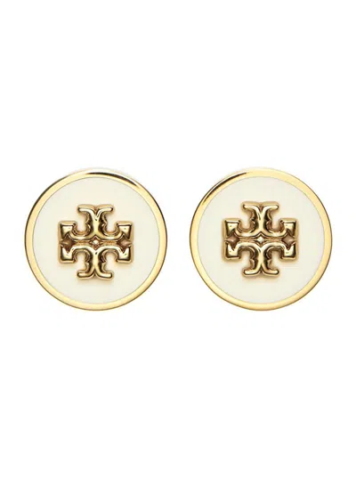 TORY BURCH METALLIC EARINGS WITH CIRCULAR SHAPE AND DOUBLE T MOTIF IN BRASS BLEND WOMAN