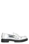 Tory Burch Metallic Medallion Classic Lug-sole Loafers In Silver