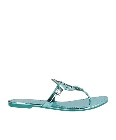 Tory Burch Metallic Flip Flops In Blue
