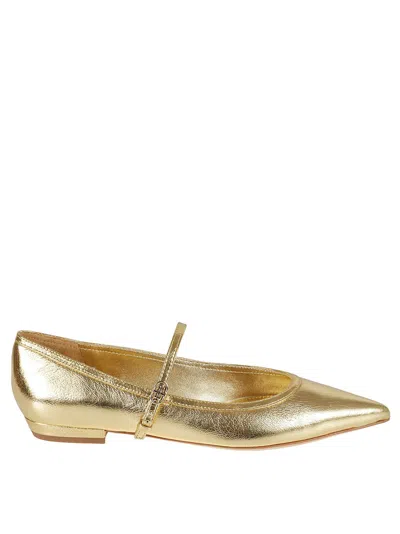 Tory Burch Metallic Gold Pointed Toe Flat Shoes