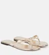 Tory Burch Capri Leather Flip Flops In Metallic