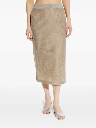 TORY BURCH METALLIC MIDI SKIRT