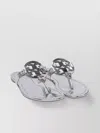 Tory Burch Metallic Open Toe Flat Sole Sandals