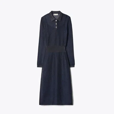 Tory Burch Metallic Polo Dress In Blue
