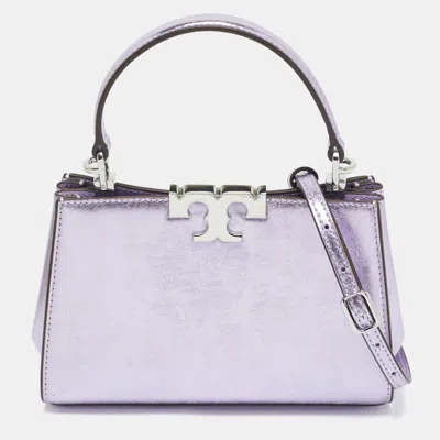 Pre-owned Tory Burch Metallic Purple Leather Mini Eleanor Top Handle Bag