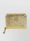 Tory Burch Metallic Quilted Small Zip Around Wallet