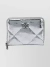 Tory Burch Metallic Quilted Wallets And Card Holders In Silver
