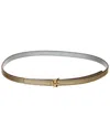 Tory Burch Metallic Reversible Logo Leather Belt In Gold
