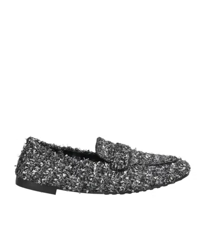 Tory Burch Metallic Round Toe Loafers In Black