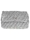Tory Burch Metallic Shoulder Bag With Textured Woven Design