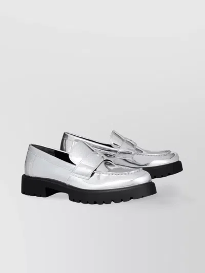 TORY BURCH METALLIC SLIP-ON LOAFERS WITH BLUNT TOE