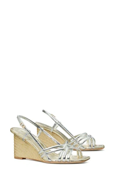 TORY BURCH METALLIC WEDGE ESPADRILLE SANDAL