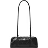 Tory Burch Micro Marshmallow T Monogram Crinkle Leather Satchel In Black