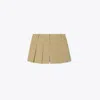 Tory Burch Micro Twill Pleated Short In Gold