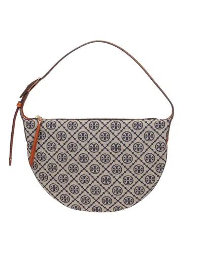Tory Burch Microfiber Shoulder Bag With Faux Suede Finish In Blue