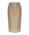 Tory Burch Lurex Mesh Midi Skirt In Nude