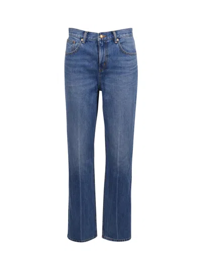 Tory Burch Mid-rise Straigh-leg Jeans In Blue