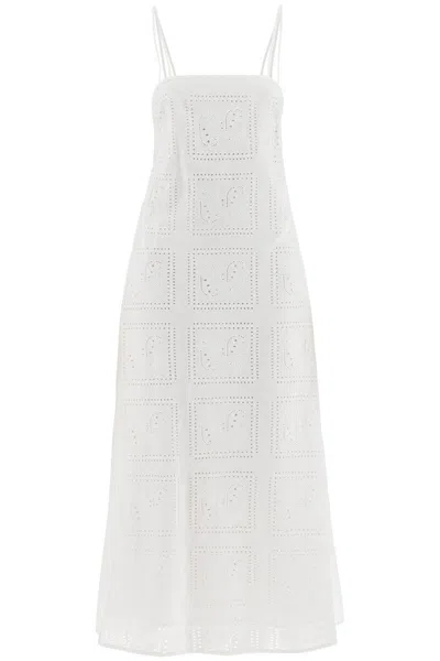 Tory Burch Abito Midi In Pizzo In White