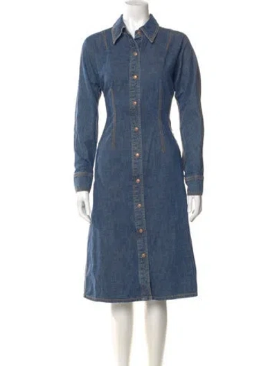 Pre-owned Tory Burch Midi Length Dress In Blue