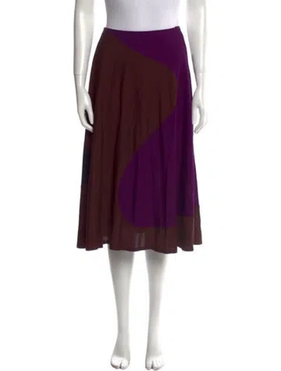 Pre-owned Tory Burch Midi Length Skirt In Burgundy
