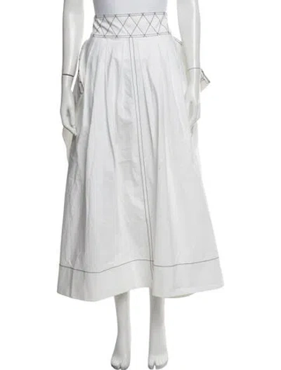 Pre-owned Tory Burch Midi Length Skirt In White